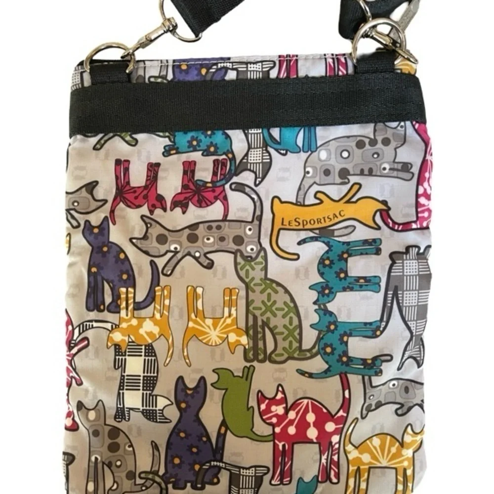 RARE LeSportSac Cats 3-Zip Adjustable Crossbody Bag